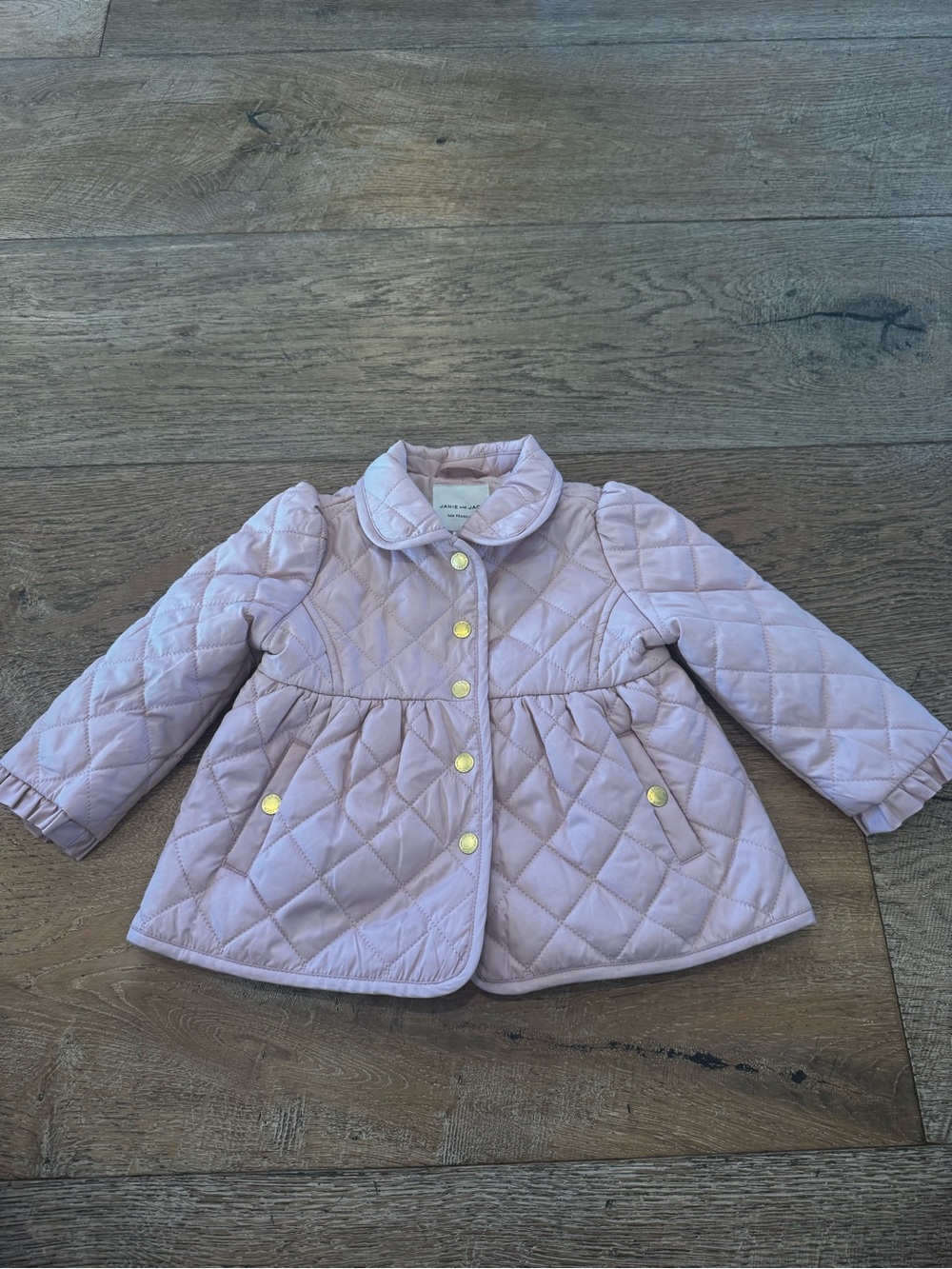 Janie and Jack Quilted Light Pink Jacket with Gold Buttons
